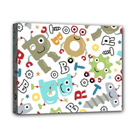 Seamless Pattern Vector With Funny Robots Cartoon Canvas 10  X 8  (stretched) by Vaneshart