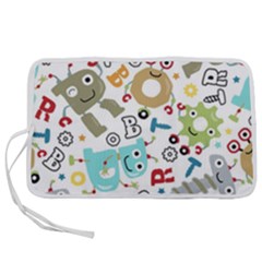 Seamless Pattern Vector With Funny Robots Cartoon Pen Storage Case (s) by Vaneshart