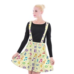 Seamless Pattern Musical Note Doodle Symbol Suspender Skater Skirt by Vaneshart