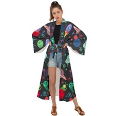 Cosmos Ufo Concept Seamless Pattern Maxi Kimono by Vaneshart