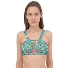 Seamless Pattern With Funny Monsters Cartoon Hand Drawn Characters Unusual Creatures Cage Up Bikini Top by Vaneshart