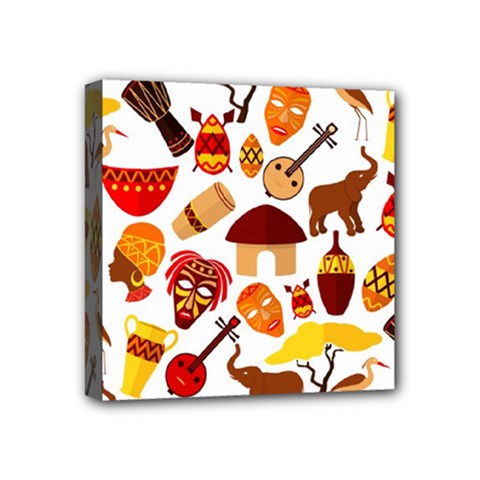 Africa Jungle Ethnic Tribe Travel Seamless Pattern Vector Illustration Mini Canvas 4  X 4  (stretched) by Vaneshart