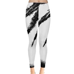 Black And White Tropical Moonscape Illustration Leggings  by dflcprintsclothing