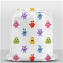 Seamless Pattern Cute Funny Monster Cartoon Isolated White Background Drawstring Bag (Small) View1