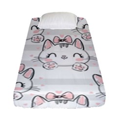 Cat With Bow Pattern Fitted Sheet (single Size) by Vaneshart