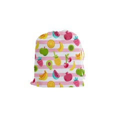 Tropical Fruits Berries Seamless Pattern Drawstring Pouch (small) by Vaneshart