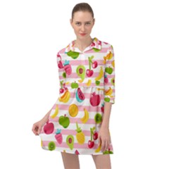 Tropical Fruits Berries Seamless Pattern Mini Skater Shirt Dress by Vaneshart