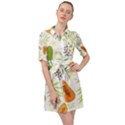 Seamless Tropical Pattern With Papaya Belted Shirt Dress View1