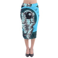 Astronaut Full Color Midi Pencil Skirt by Vaneshart