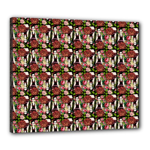 Swimmer 20s Black Canvas 24  X 20  (stretched) by snowwhitegirl