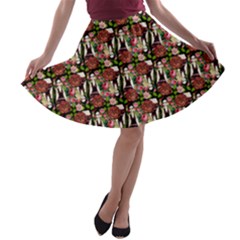 Swimmer 20s Black A-line Skater Skirt by snowwhitegirl