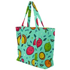 Various Fruits With Faces Seamless Pattern Zip Up Canvas Bag by Vaneshart