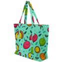 Various Fruits With Faces Seamless Pattern Zip Up Canvas Bag View1