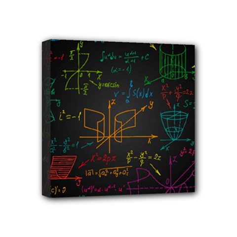 Mathematical Colorful Formulas Drawn By Hand Black Chalkboard Mini Canvas 4  X 4  (stretched) by Vaneshart