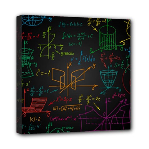 Mathematical Colorful Formulas Drawn By Hand Black Chalkboard Mini Canvas 8  X 8  (stretched) by Vaneshart