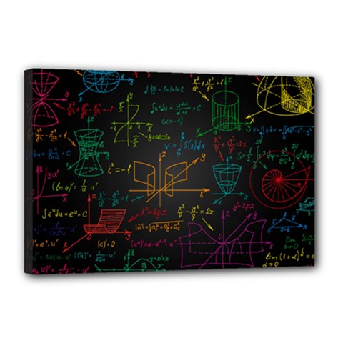 Mathematical Colorful Formulas Drawn By Hand Black Chalkboard Canvas 18  X 12  (stretched) by Vaneshart