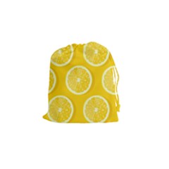 Lemon Fruits Slice Seamless Pattern Drawstring Pouch (small) by Vaneshart