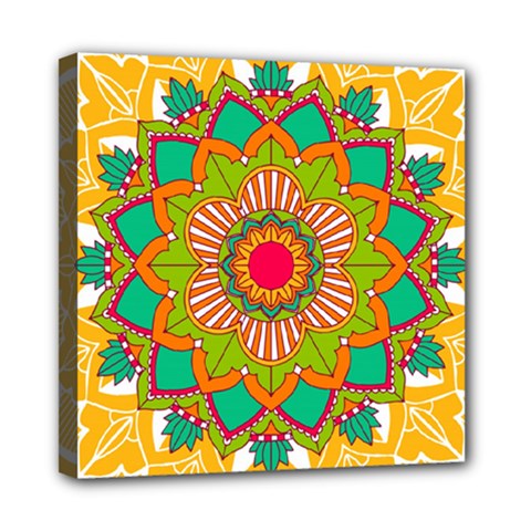 Mandala Patterns Yellow Mini Canvas 8  X 8  (stretched) by Vaneshart