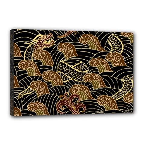 Oriental Traditional Seamless Pattern Dragon Canvas 18  X 12  (stretched) by Vaneshart