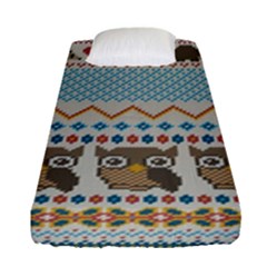 Fabric Texture With Owls Fitted Sheet (single Size) by Vaneshart