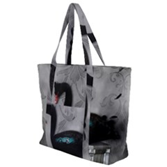 Wonderful Black Swan With Dark Mermaid Zip Up Canvas Bag by FantasyWorld7