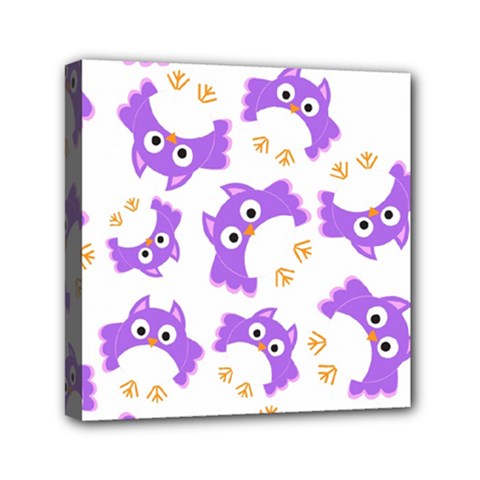 Purple Owl Pattern Background Mini Canvas 6  X 6  (stretched) by Vaneshart