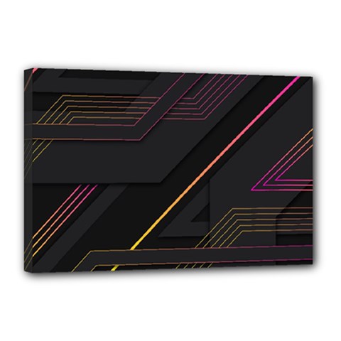 Gradient Geometric Shapes Dark Background Canvas 18  X 12  (stretched) by Vaneshart
