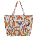 Cute Colorful Owl Cartoon Seamless Pattern Zip Up Canvas Bag View3