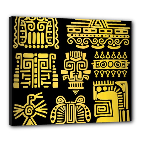 American Golden Ancient Totems Canvas 24  X 20  (stretched) by Vaneshart