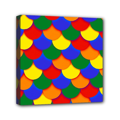 Gay Pride Scalloped Scale Pattern Mini Canvas 6  X 6  (stretched) by VernenInk