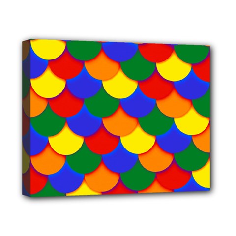 Gay Pride Scalloped Scale Pattern Canvas 10  X 8  (stretched) by VernenInk