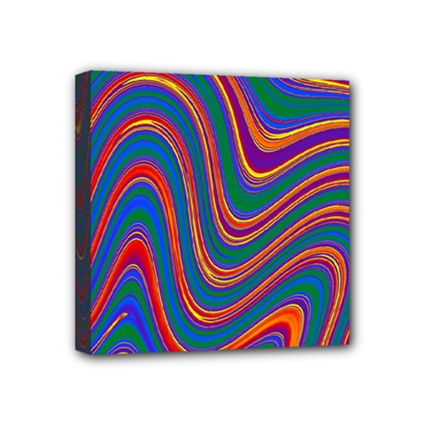 Gay Pride Rainbow Wavy Thin Layered Stripes Mini Canvas 4  X 4  (stretched) by VernenInk