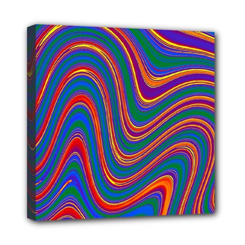 Gay Pride Rainbow Wavy Thin Layered Stripes Mini Canvas 8  X 8  (stretched) by VernenInk