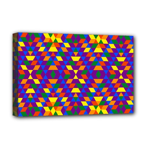 Gay Pride Geometric Diamond Pattern Deluxe Canvas 18  X 12  (stretched) by VernenInk