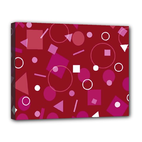 Lesbian Pride Flag Retro Shapes Pattern Canvas 14  X 11  (stretched) by VernenInk
