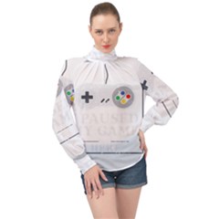 Ipaused2 High Neck Long Sleeve Chiffon Top by ChezDeesTees