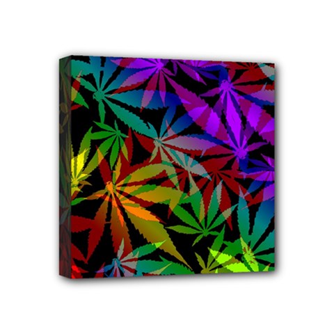 Ganja In Rainbow Colors, Weed Pattern, Marihujana Theme Mini Canvas 4  X 4  (stretched) by Casemiro