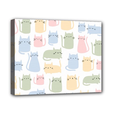 Cute Cat Colorful Cartoon Doodle Seamless Pattern Canvas 10  X 8  (stretched) by Vaneshart