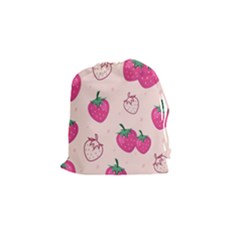 Seamless Strawberry Fruit Pattern Background Drawstring Pouch (small) by Vaneshart
