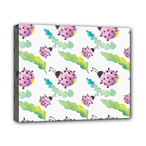 Watercolor Pattern With Lady Bug Canvas 10  X 8  (stretched) by Vaneshart