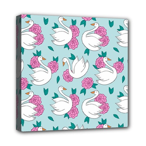 Classy-swan-pattern Mini Canvas 8  X 8  (stretched) by Vaneshart