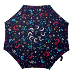 Colorful-background-moons-stars Hook Handle Umbrellas (small) by Vaneshart