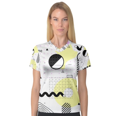 Graphic Design Geometric Background V-neck Sport Mesh Tee by Vaneshart
