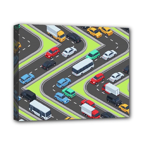 Urban-cars-seamless-texture-isometric-roads-car-traffic-seamless-pattern-with-transport-city-vector- Canvas 10  X 8  (stretched) by Vaneshart