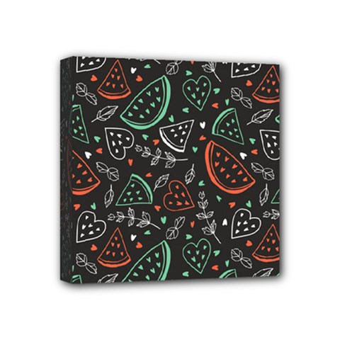 Seamless-vector-pattern-with-watermelons-mint -- Mini Canvas 4  X 4  (stretched) by Vaneshart