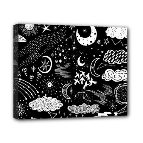 Vector-set-sketch-drawn-with-space Canvas 10  X 8  (stretched) by Vaneshart
