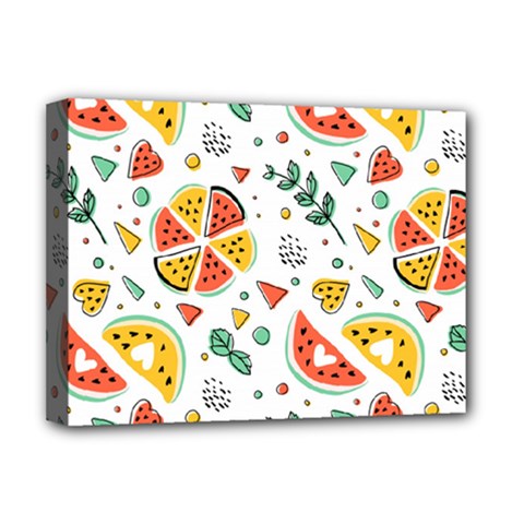 Seamless-hipster-pattern-with-watermelons-mint-geometric-figures Deluxe Canvas 16  X 12  (stretched)  by Vaneshart