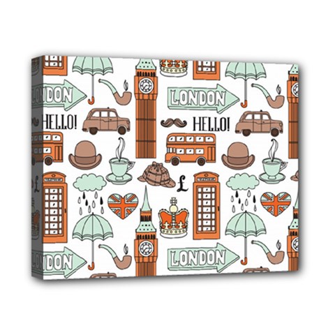 Seamless-pattern-with-london-elements-landmarks Canvas 10  X 8  (stretched) by Vaneshart
