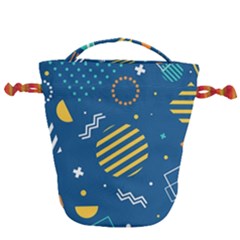 Flat-design-geometric-shapes-background Drawstring Bucket Bag by Vaneshart