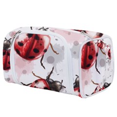 Ladybugs-pattern-texture-watercolor Toiletries Pouch by Vaneshart